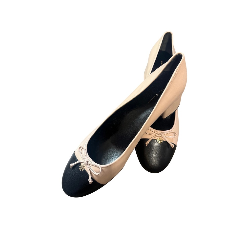 Tory Burch 45 Mm Cap-Toe Pump Women's Shoes Rose Pink/ Perfect Black 650 SZ 10.5